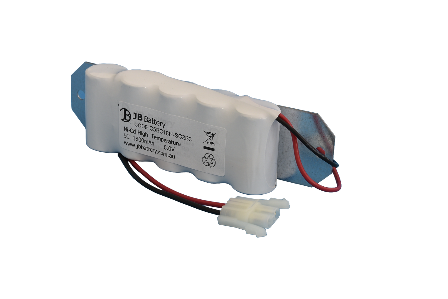 5 cell Sub C1800mAh 6.0V Ni-Cd High Temperature Side By Side Emergency Lighting Battery Pack w/ Connector and Bracket (ABB Stanilite) image 0