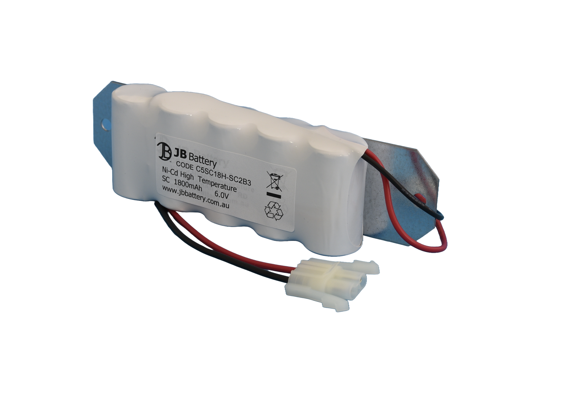 5 cell Sub C1800mAh 6.0V Ni-Cd High Temperature Side By Side Emergency Lighting Battery Pack w/ Connector and Bracket (ABB Stanilite) image 0