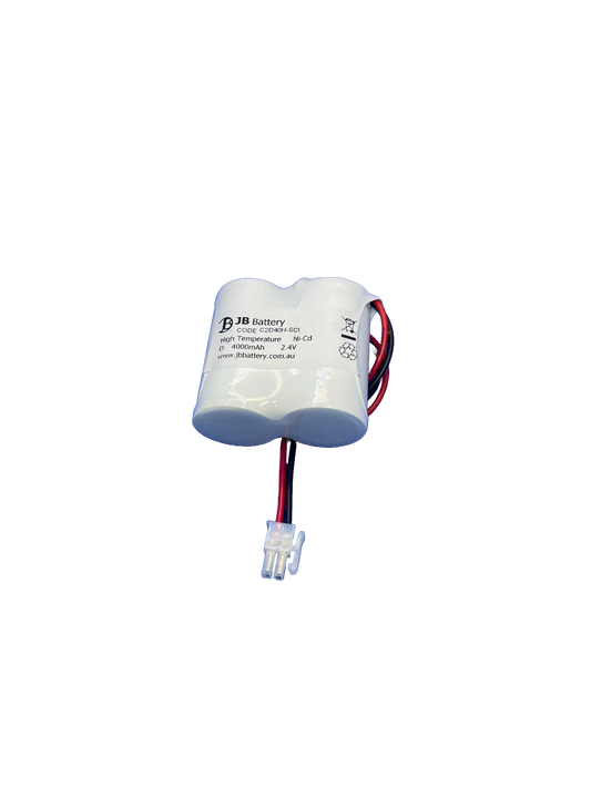 Emergency Light Battery C2D40H-SC1 – Ni-CD High Temperature 2.4V 4.0Ah D Side by Side with Connector - Suits Clevertronics - JB Battery