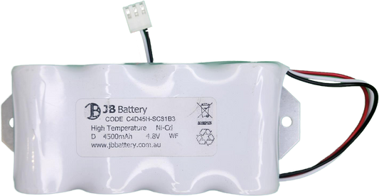 NiCd 4.8V 4.5Ah Side by Side With Connector and Bracket | ABB Stanilite replacement