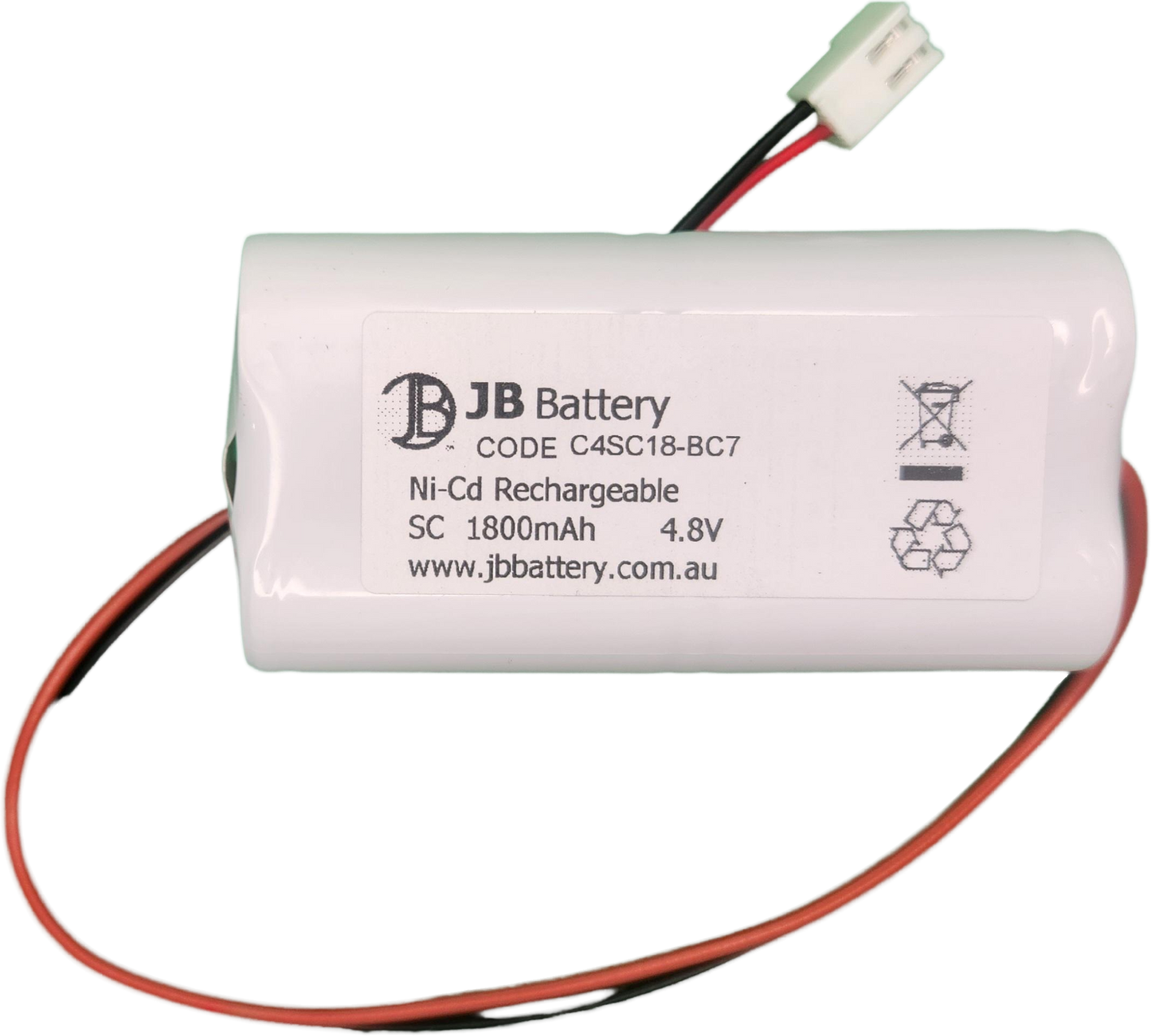 NiCd 4.8V 1.8Ah Sub C Square with Connector