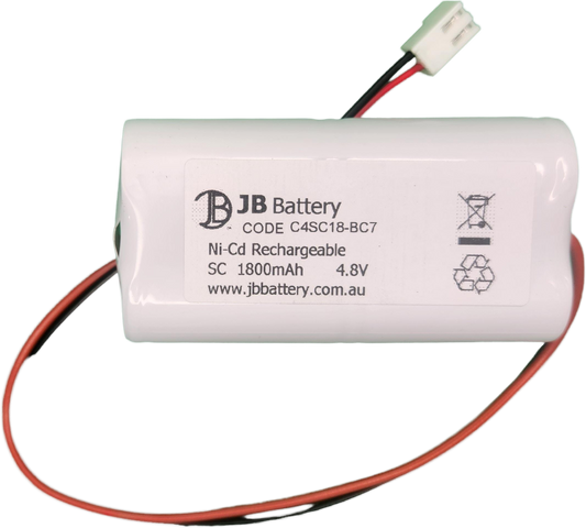 NiCd 4.8V 1.8Ah Sub C Square with Connector