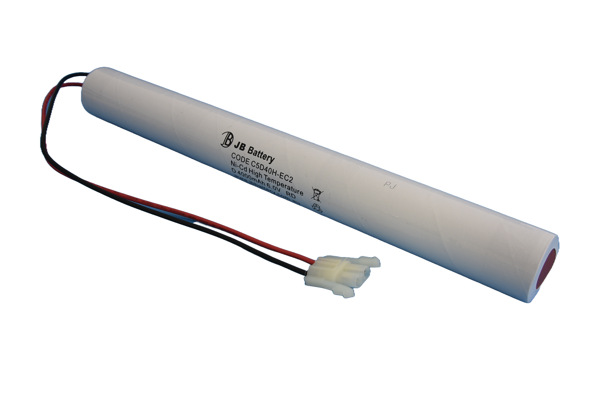 5 cell D4000mAh 6.0V Ni-Cd High Temperature Stick Emergency Lighting Battery Pack w/ Connector (ABB Stanilite) image 0