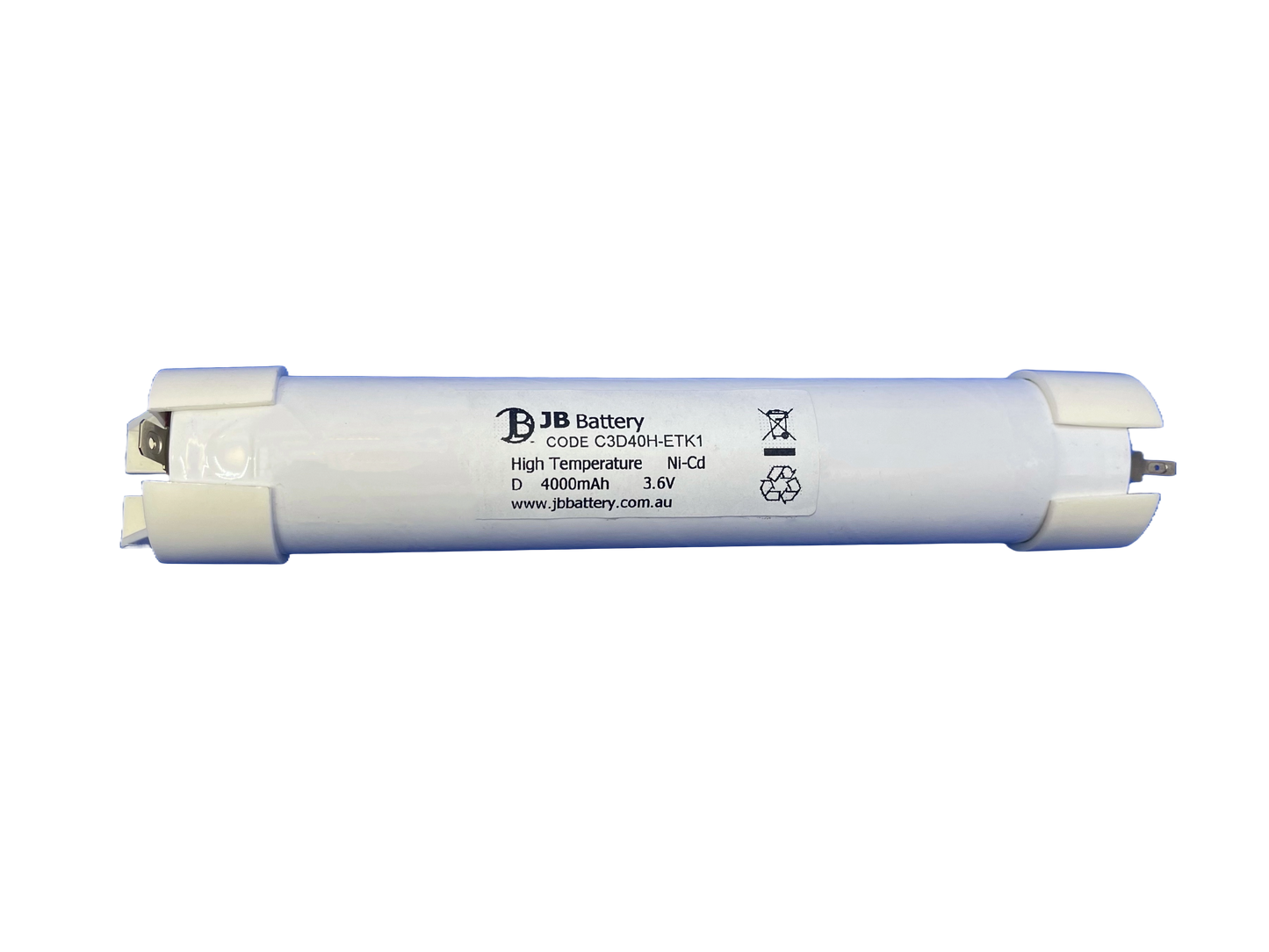 3 cell D4000mAh 3.6V Ni-Cd High Temperature Stick Emergency Lighting Battery Pack w/ Tabs and Mounting Caps image 0