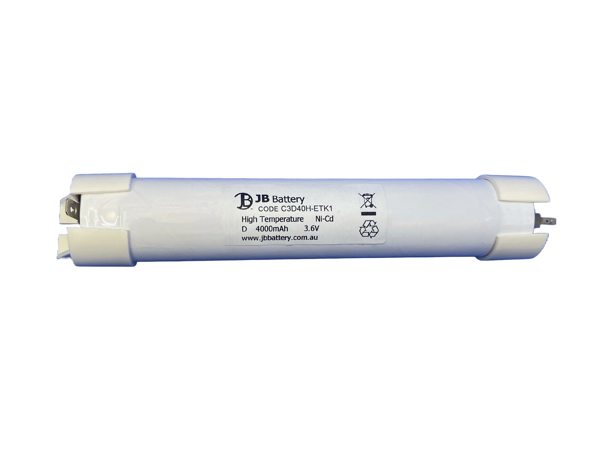 3 cell D4000mAh 3.6V Ni-Cd High Temperature Stick Emergency Lighting Battery Pack w/ Tabs and Mounting Caps image 0