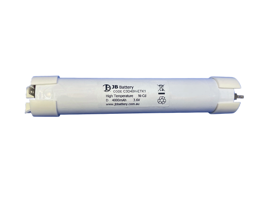 3 cell D4000mAh 3.6V Ni-Cd High Temperature Stick Emergency Lighting Battery Pack w/ Tabs and Mounting Caps image 0