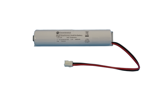IFR26650 2 cell 3.2V 6.4Ah LiFePO4 Stick Emergency Lighting Battery Pack w/ Connector and Bracket (Clevertronics) image 1
