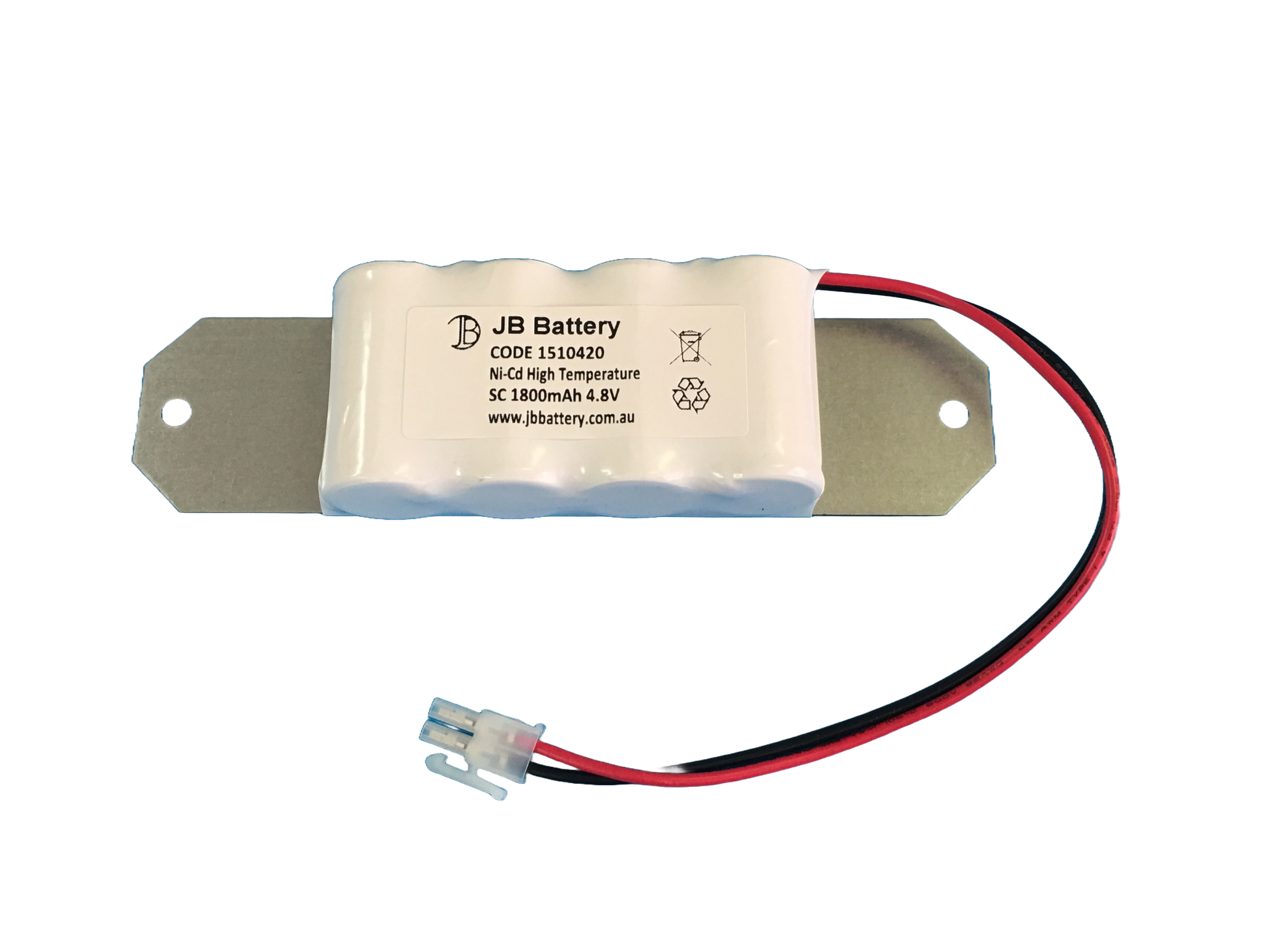 4 cell Sub C 1800mAh 4.8V Ni-Cd High Temperature Side by Side Emergency Lighting Battery Pack w/ Connector and Bracket (Clevertronics) image 0