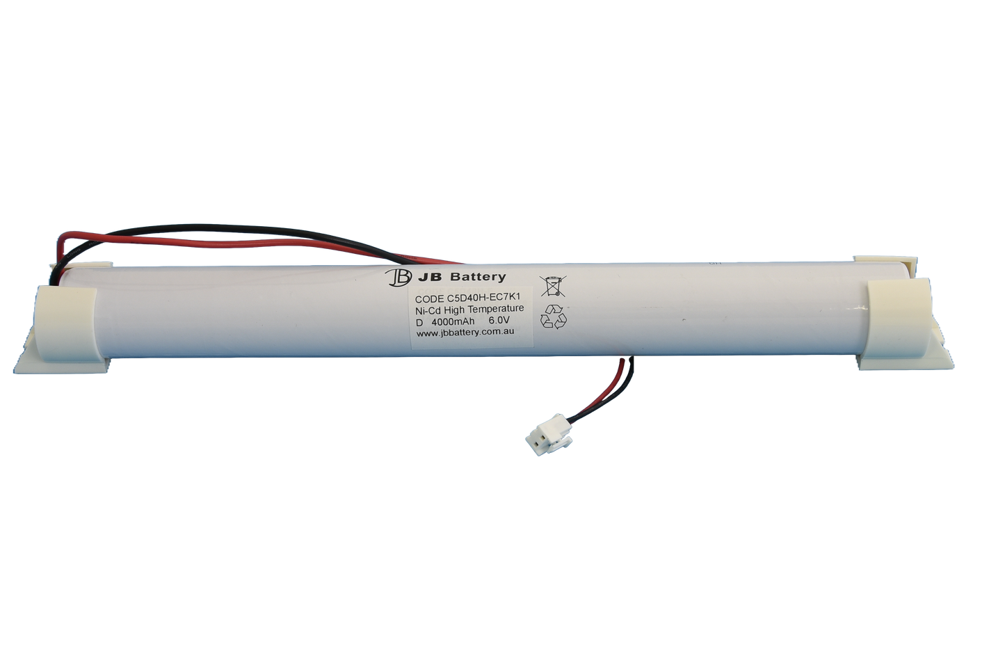 5 cell D4000mAh 6.0V Ni-Cd High Temperature Stick Emergency Lighting Battery Pack w/ Connector and Mounting Cap (Pierlite) image 0