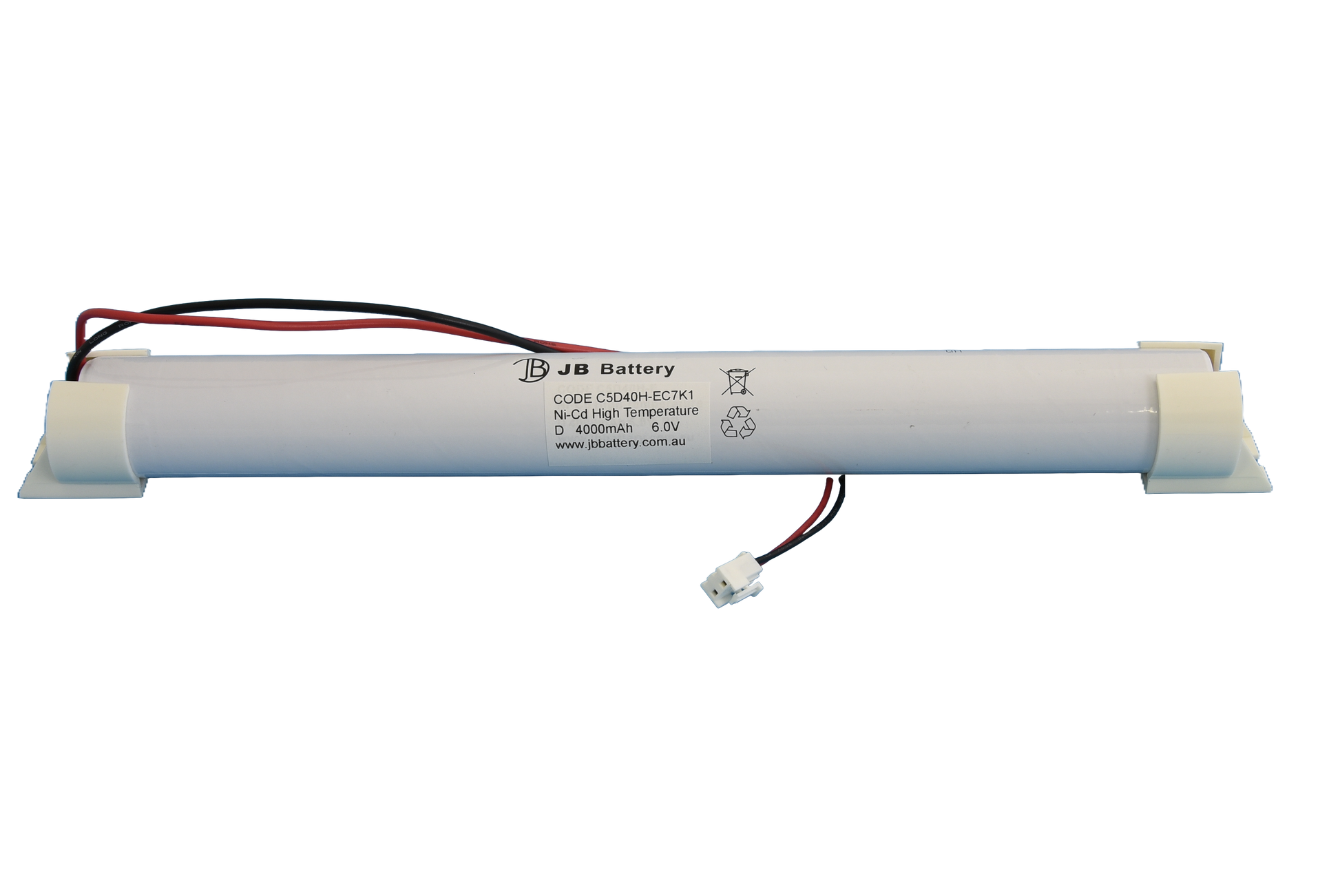 5 cell D4000mAh 6.0V Ni-Cd High Temperature Stick Emergency Lighting Battery Pack w/ Connector and Mounting Cap (Pierlite) image 0