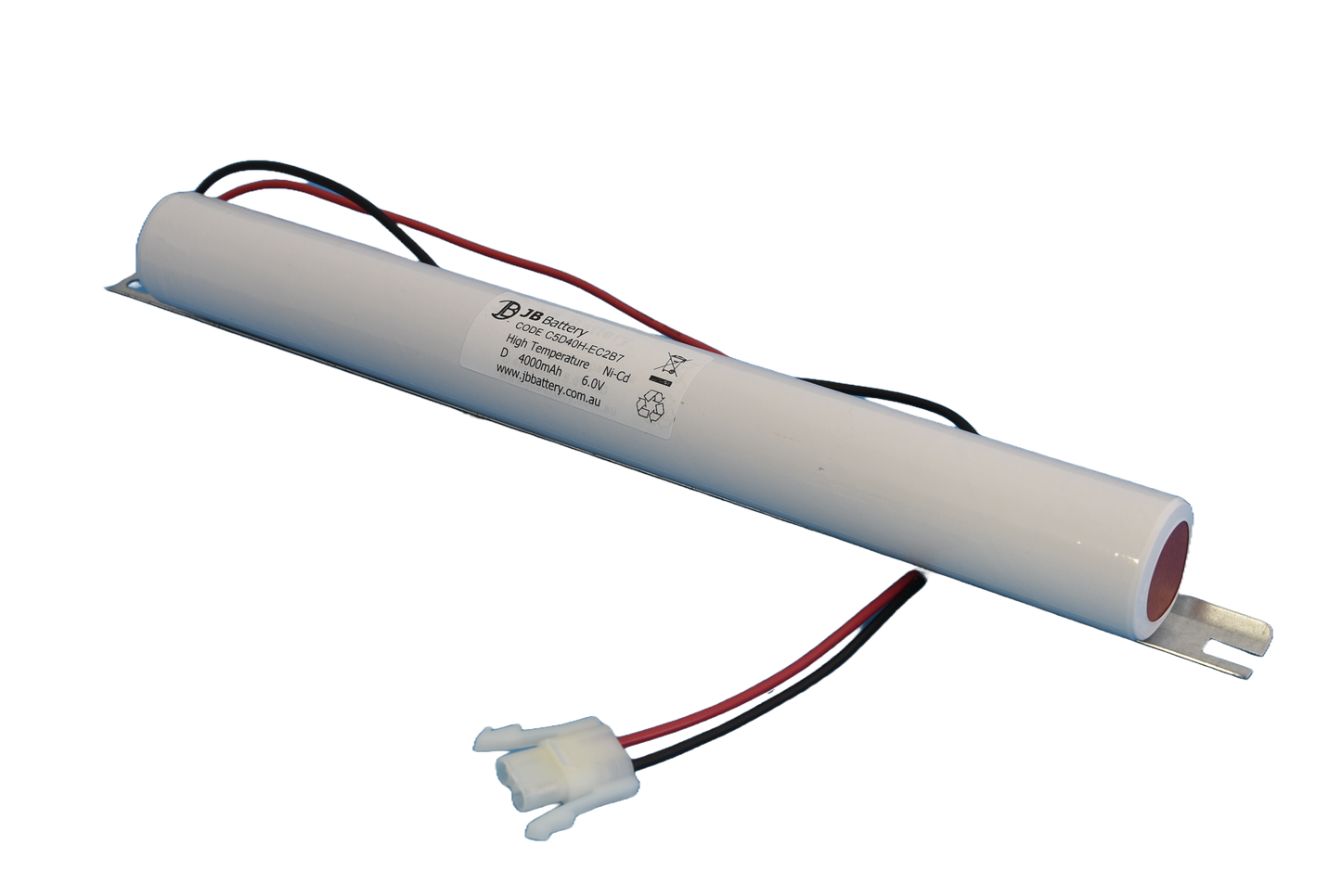 5 cell D4000mAh 6.0V Ni-Cd High Temperature Stick Emergency Lighting Battery Pack w/ Connector and Bracket (ABB Stanilite) image 0