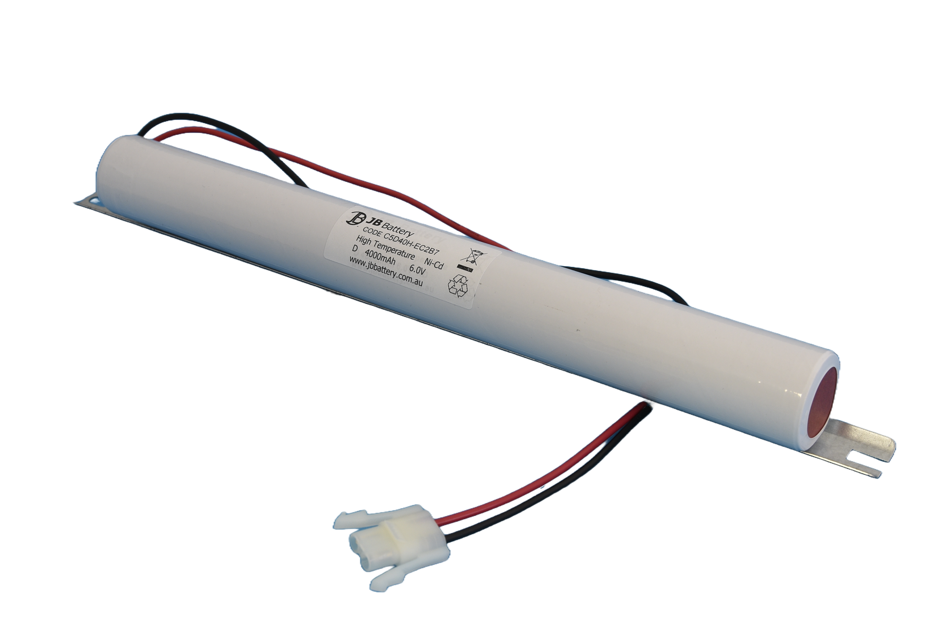 5 cell D4000mAh 6.0V Ni-Cd High Temperature Stick Emergency Lighting Battery Pack w/ Connector and Bracket (ABB Stanilite) image 0