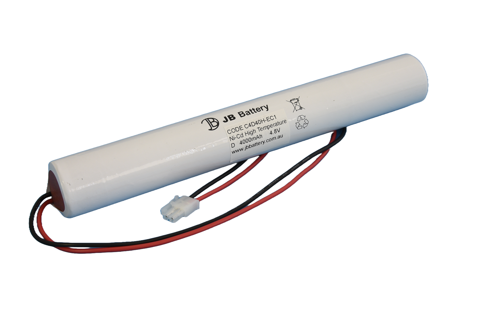 4 cell D4000mAh 4.8V Ni-Cd High Temperature Stick Emergency Lighting Battery Pack w/ Connector (Famco) image 0