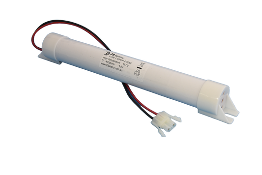 4 cell D4000mAh 4.8V Ni-Cd High Temperature Stick Emergency Lighting Battery Pack w/ Connector and Mounting Caps (ABB Stanilite) image 0