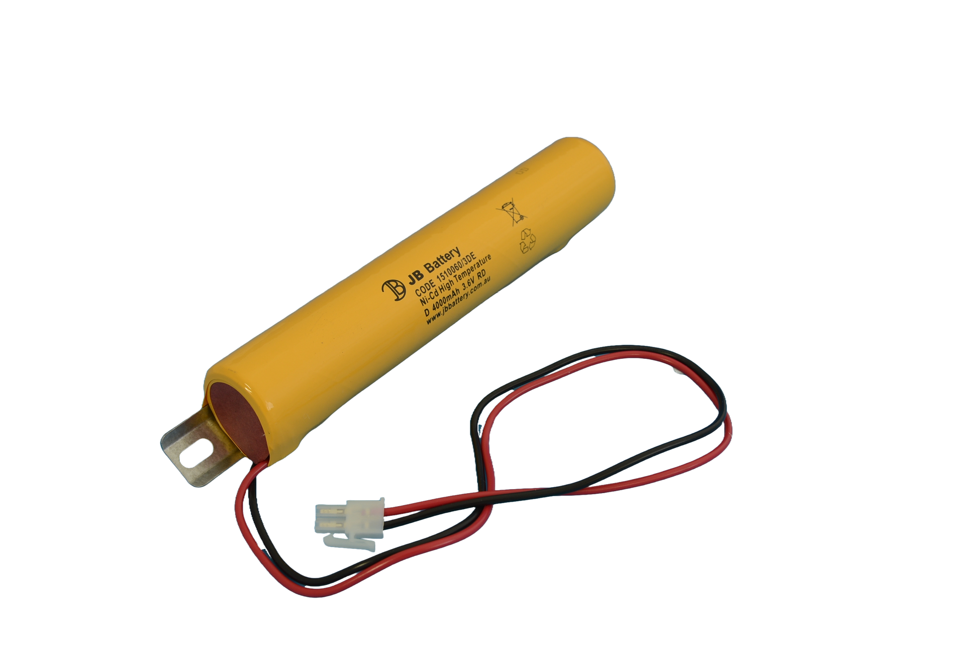 3 cell D4000mAh 3.6V Ni-Cd High Temperature Stick Emergency Lighting Battery Pack w/ Connector and Bracket (Clevertronics) image 0