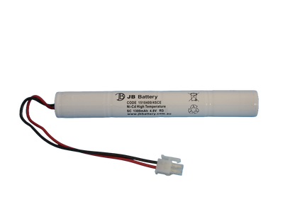 4 cell Sub C 1300mAh 4.8V Ni-Cd High Temperature Stick Emergency Lighting Battery Pack w/ Connector (Clevertronics) image 0