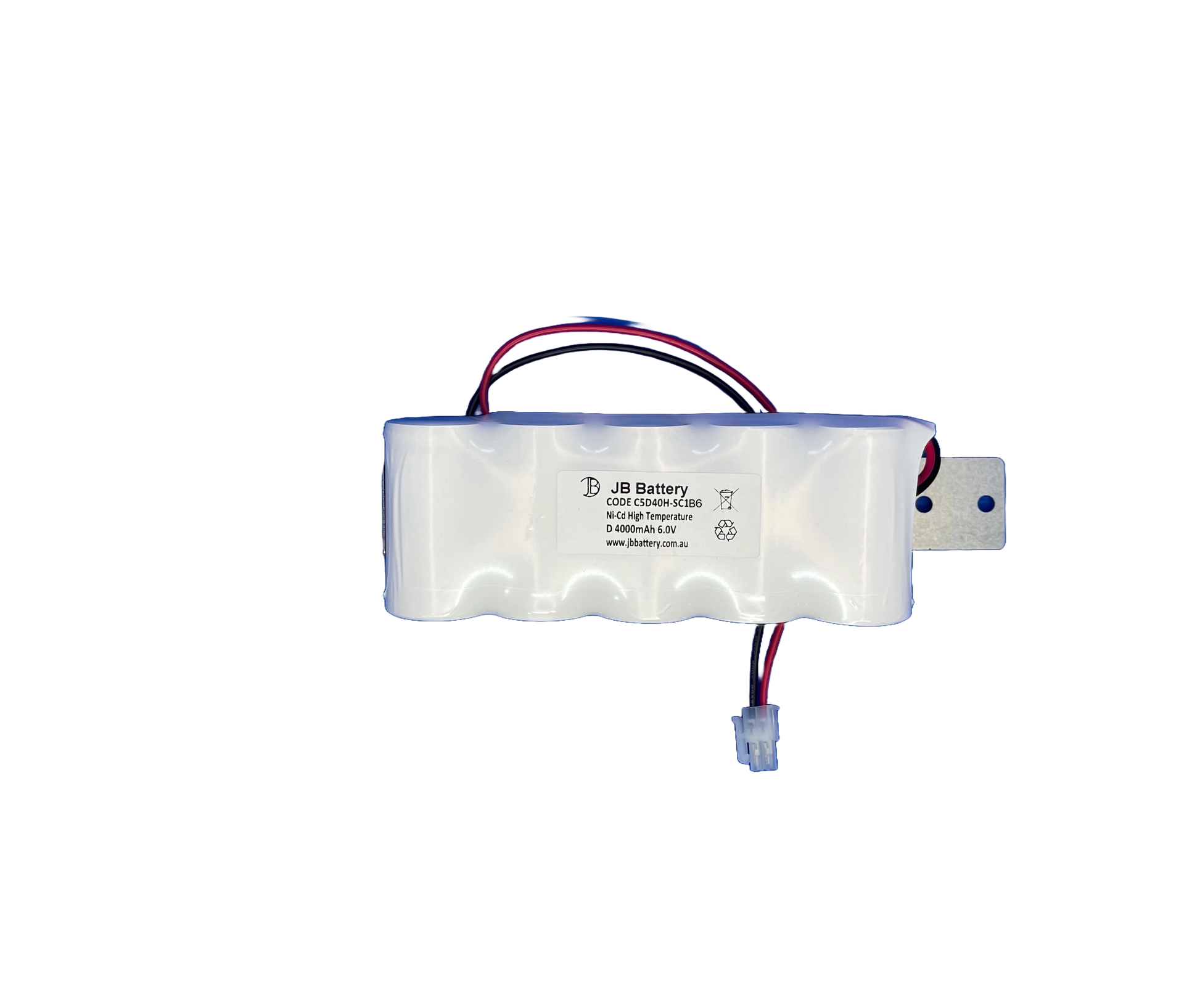 5 cell D4000mAh 6.0V Ni-Cd High Temperature Side by Side Emergency Lighting Battery Pack w/ Connector and Bracket (Clevertronics) image 1
