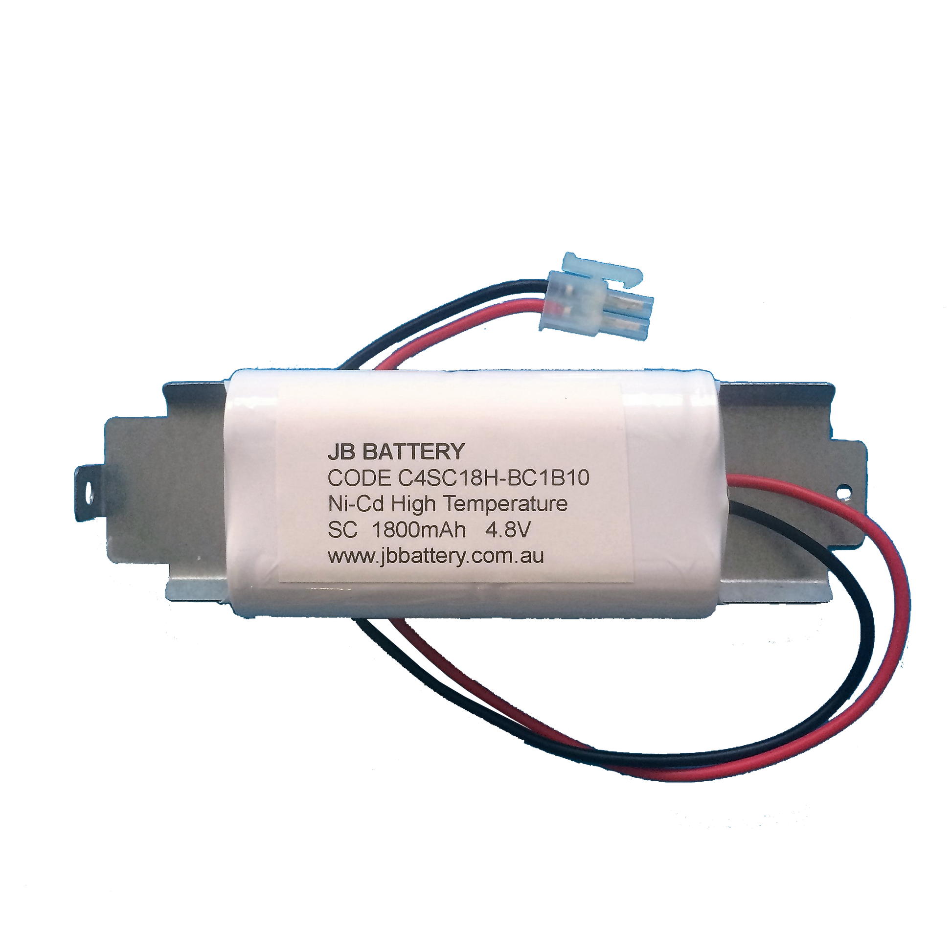 4 cell Sub C 1800mAh 4.8V Ni-Cd High Temperature 2by2 Emergency Lighting Battery Pack w/ Connector and Bracket (Clevertronics) image 0