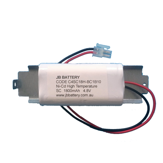 4 cell Sub C 1800mAh 4.8V Ni-Cd High Temperature 2by2 Emergency Lighting Battery Pack w/ Connector and Bracket (Clevertronics) image 0