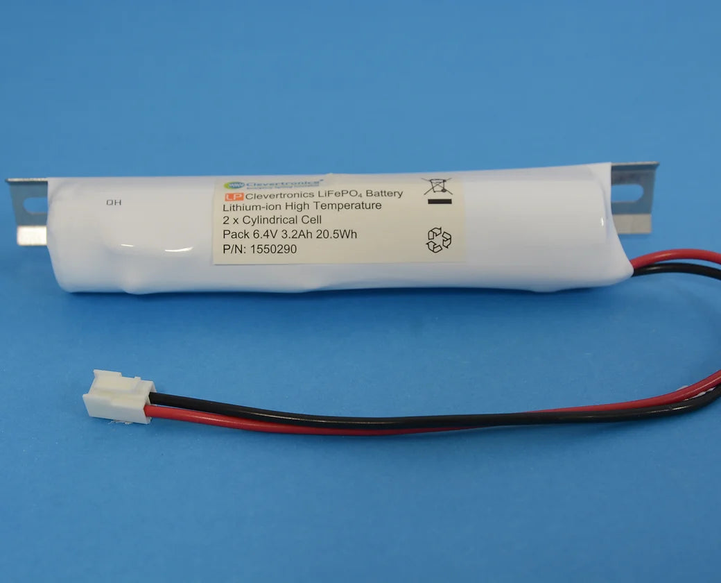LiFePO4 2 cell IFR26650 6.4V 3.2Ah Stick PCB Emergency Lighting Battery Pack w/ Connector and Bracket (Clevertronics) image 1