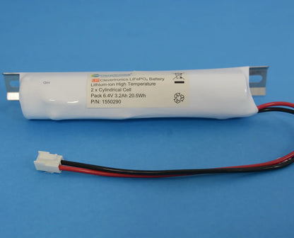 LiFePO4 2 cell IFR26650 6.4V 3.2Ah Stick PCB Emergency Lighting Battery Pack w/ Connector and Bracket (Clevertronics) image 1