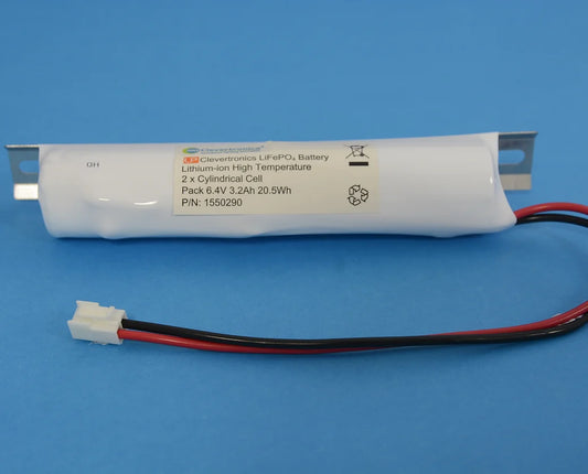 LiFePO4 2 cell IFR26650 6.4V 3.2Ah Stick PCB Emergency Lighting Battery Pack w/ Connector and Bracket (Clevertronics) image 1