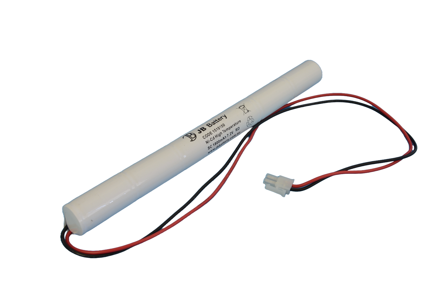 6 cell Sub C1800mAh 7.2V Ni-Cd High Temperature Stick Emergency Lighting Battery Pack w/ Connectors (Clevertronics) image 0