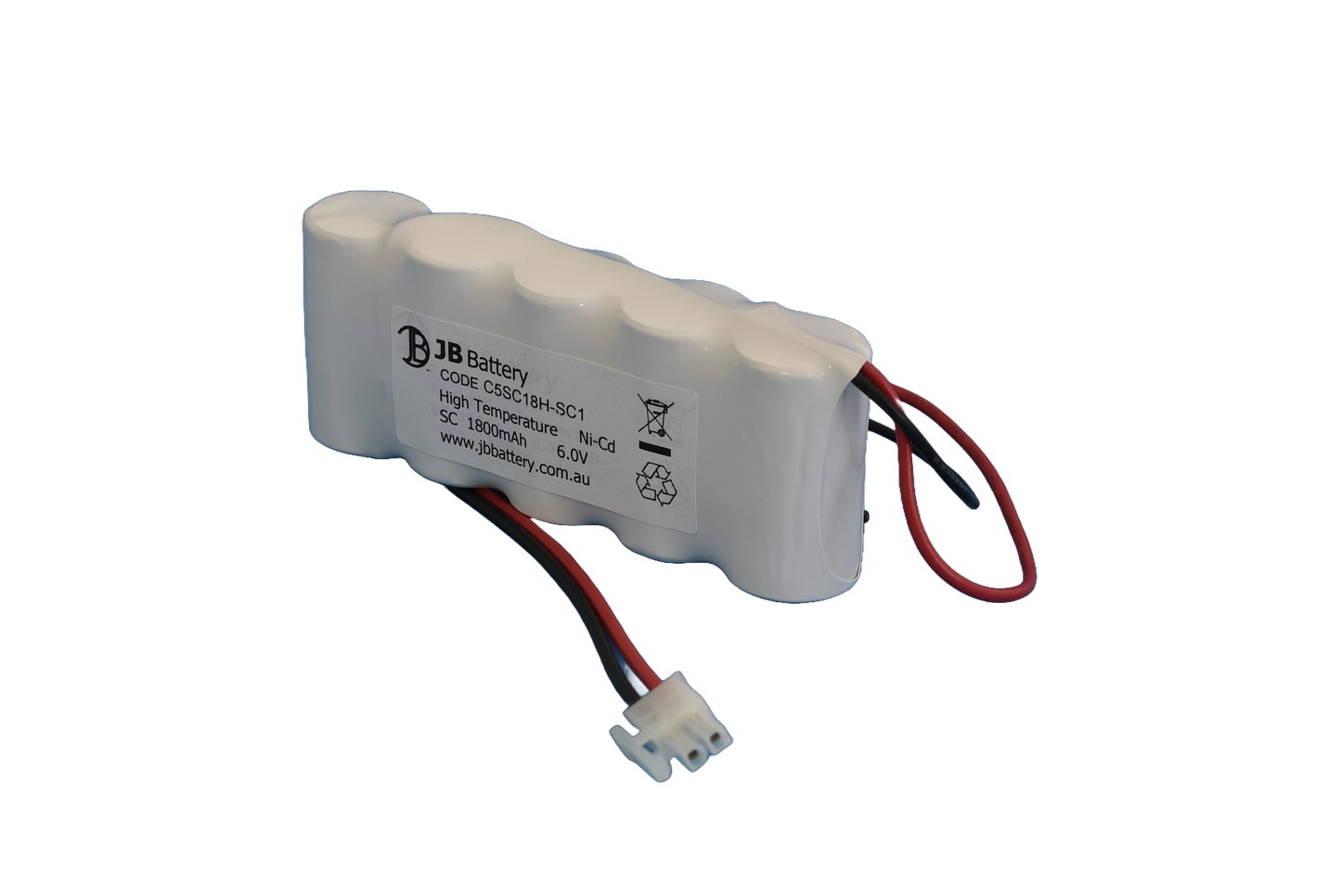 5 cell Sub C1800mAh 6.0V Ni-Cd High Temperature Side By Side Emergency Lighting Battery Pack w/ Connector (Clevertronics) image 0