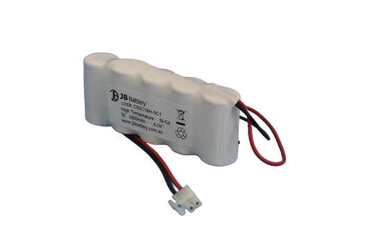 5 cell Sub C1800mAh 6.0V Ni-Cd High Temperature Side By Side Emergency Lighting Battery Pack w/ Connector (Clevertronics) image 0