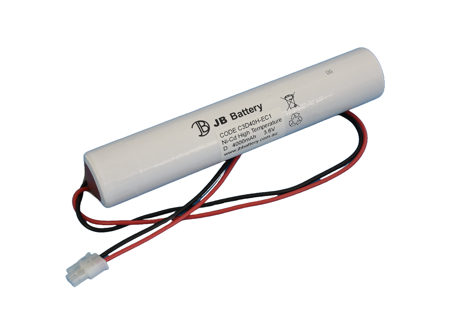 3 cell D4000mAh 3.6V Ni-Cd High Temperature Stick Emergency Lighting Battery Pack w/ Connector (Clevertronics) image 0