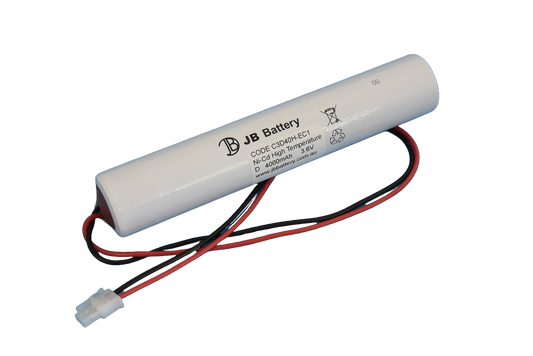 3 cell D4000mAh 3.6V Ni-Cd High Temperature Stick Emergency Lighting Battery Pack w/ Connector (Clevertronics) image 0
