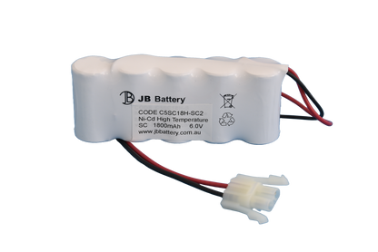 5 cell Sub C1800mAh 6.0V Ni-Cd High Temperature Side By Side Emergency Lighting Battery Pack w/ Connector (ABB Stanilite) image 1
